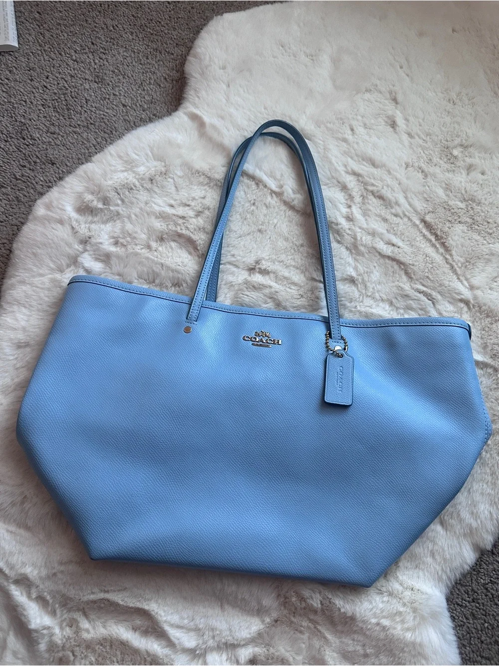 Coach Light Blue Leather Tote with Tag